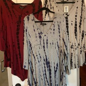 Plus tie Dye tops. Lot of 3.